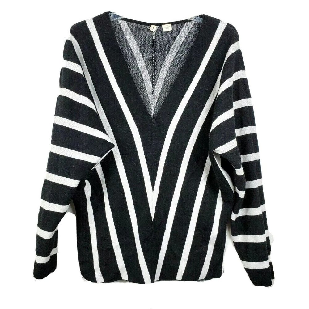 MOTH Anthropologie Black White Striped Dolman Sleeve Sweater Large WOMENS RARE